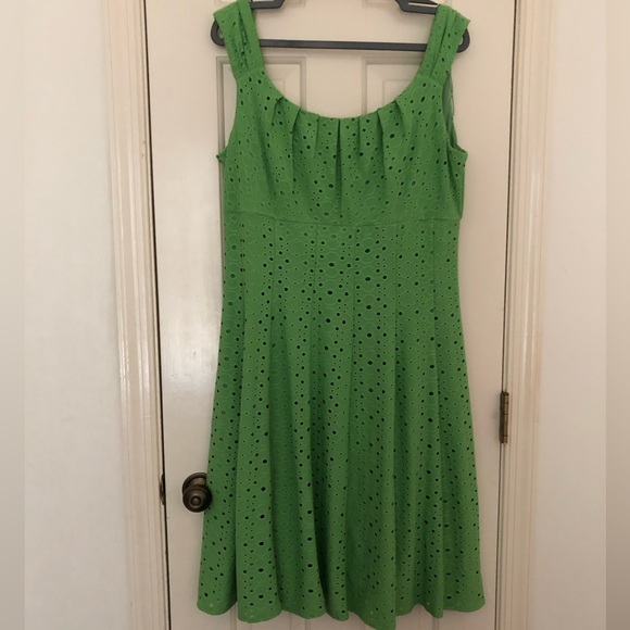 London Times Green Eyelet Midi Dress - Picture 5 of 5